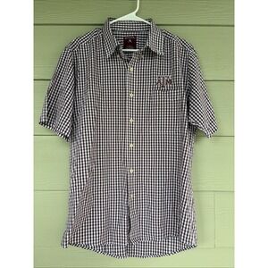 Antigua Maroon/White Check Plaid Texas A&M Aggies Cotton Button Down Shirt Large